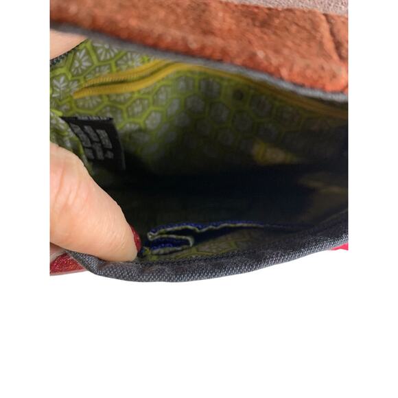 Anna Kaszer Paris Suede Handbag Clutch Purple Color Block Defects - Picture 9 of 11